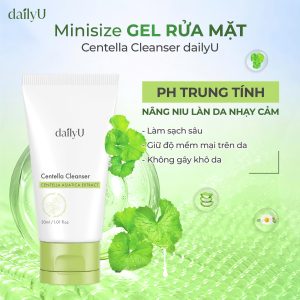 Gel Rửa Mặt dailyU Centella Cleanser tạo bọt làm sạch sâu cho da dầu mụn nhạy cảm 30ml